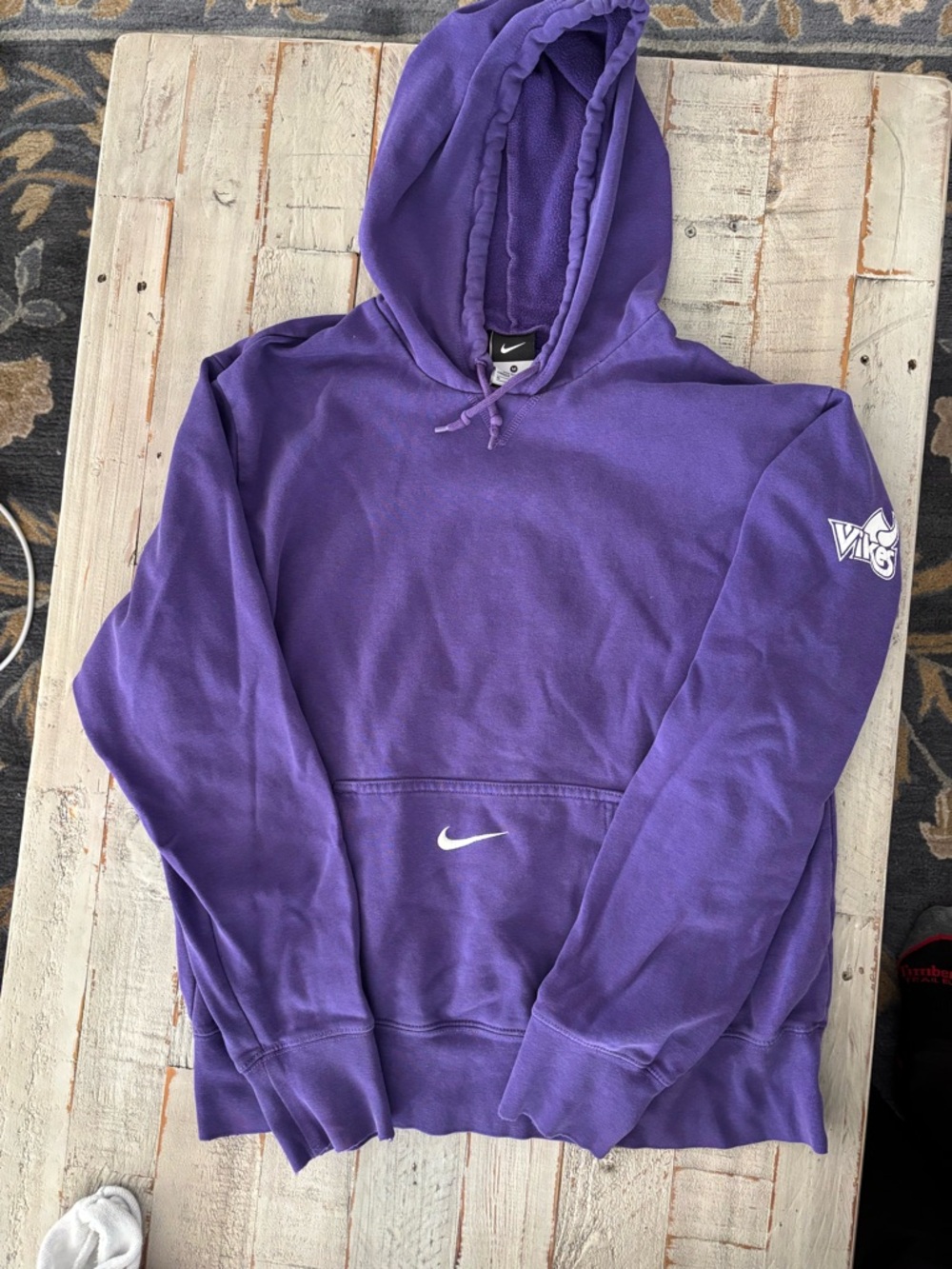 Unisex Nike Purple Pullover Hoodie with White Swoosh & Sleeve Patch